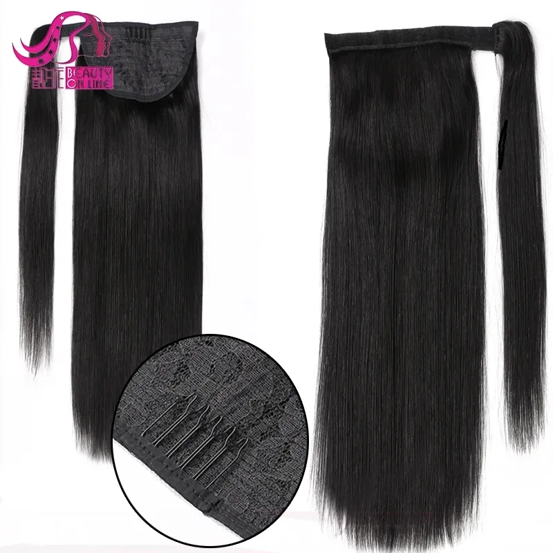 Silky Straight Smooth Virgin Human Hair Horse Tail Wrap up Brazilian Hair Ponytail