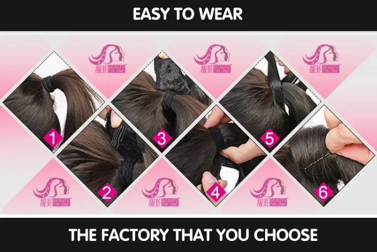 Silky Straight Smooth Virgin Human Hair Horse Tail Wrap up Brazilian Hair Ponytail