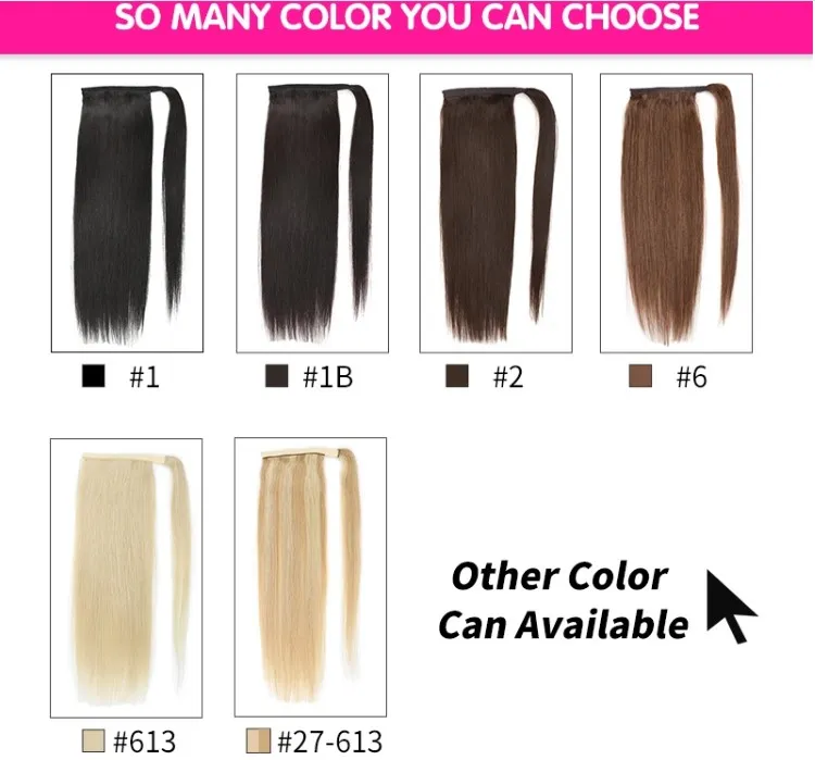 Silky Straight Smooth Virgin Human Hair Horse Tail Wrap up Brazilian Hair Ponytail