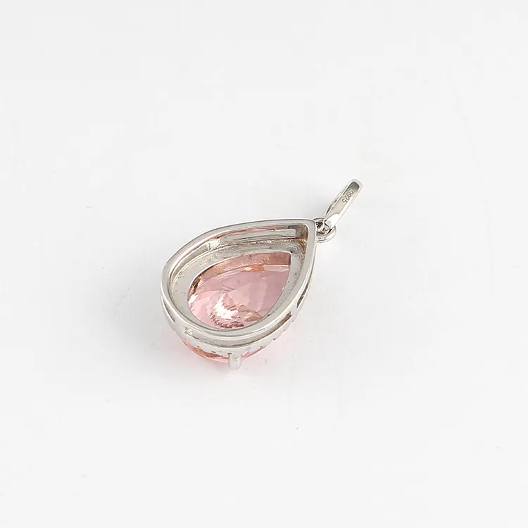Silver Jewelry S925 Tear Drop Morganite Necklace