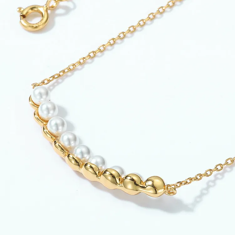 Sterling Silver Jewelry Hot-Selling Wholesale Mother of Pearl Necklace Female Gold-Plated Temperament Necklace