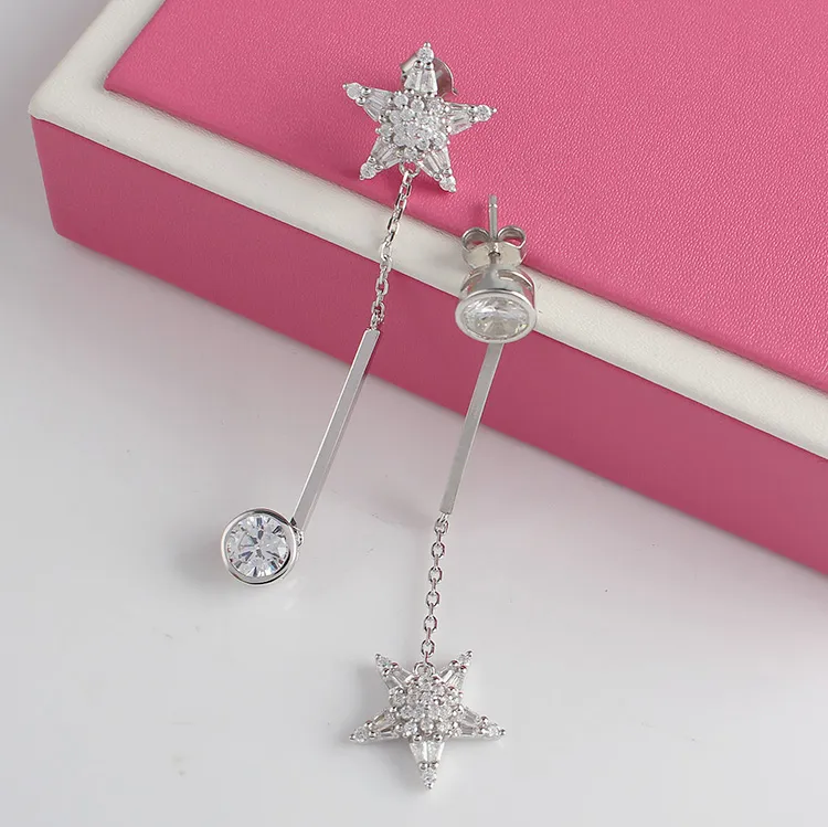 Trendy Jewelry 925 Sterling Silver Diamond Star Earrings for All Occasion Jewellery