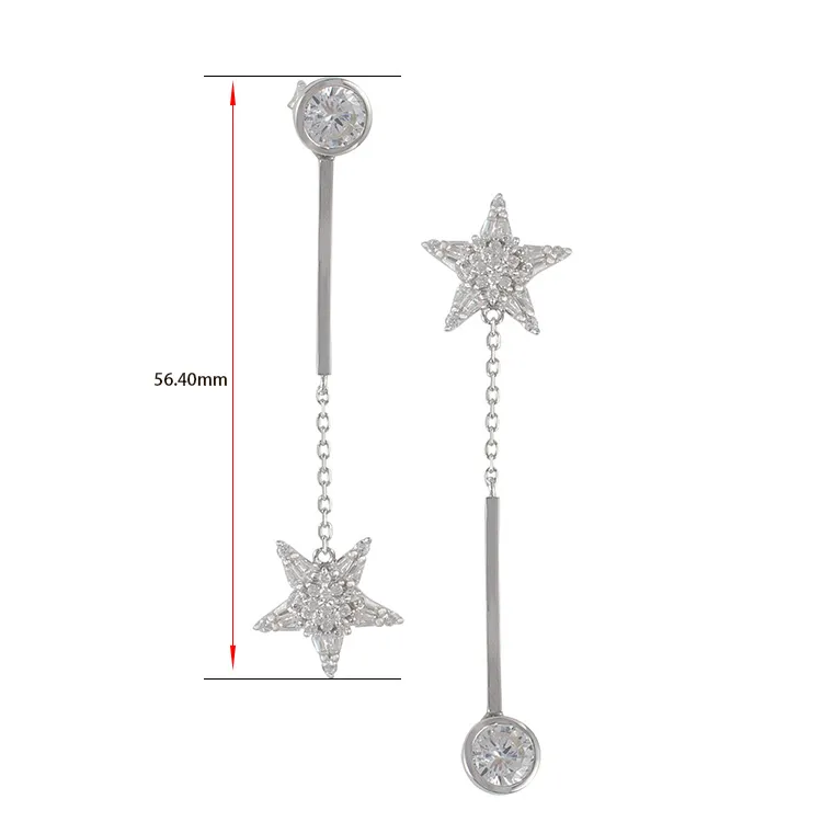 Trendy Jewelry 925 Sterling Silver Diamond Star Earrings for All Occasion Jewellery