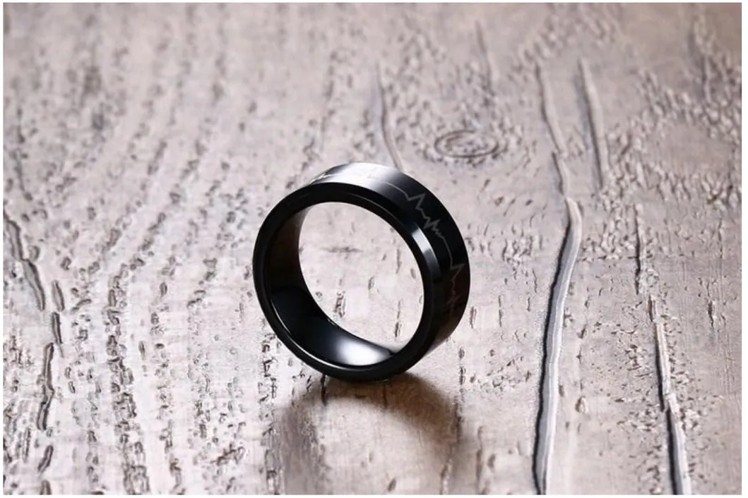 Tungsten Gold Rings Electrocardiographic Style Ring Men′s Ring Korean Style Men′s Domineering Ring