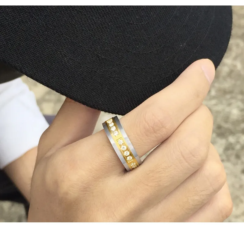 Tungsten Gold Rings Electrocardiographic Style Ring Men′s Ring Korean Style Men′s Domineering Ring