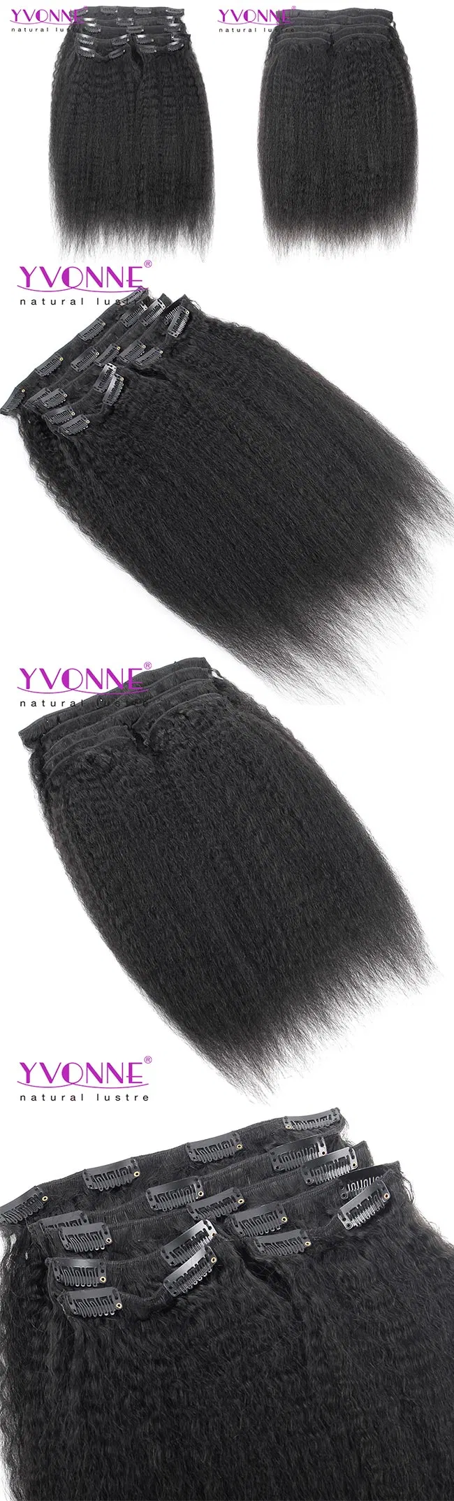 Unprocessed Brazilian Virgin Hair Kinky Straight Clip in Hair Extensions