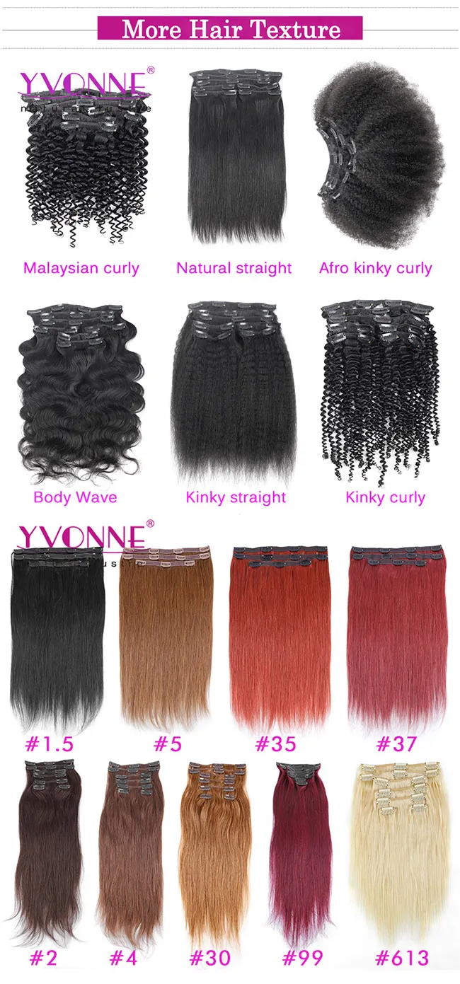 Unprocessed Brazilian Virgin Hair Kinky Straight Clip in Hair Extensions