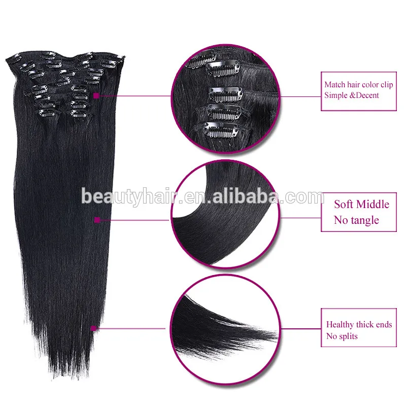 Unprocessed Virgin Remy 100 Human Hair, Hair Clip, Clip in Hair Extensions for Black Women