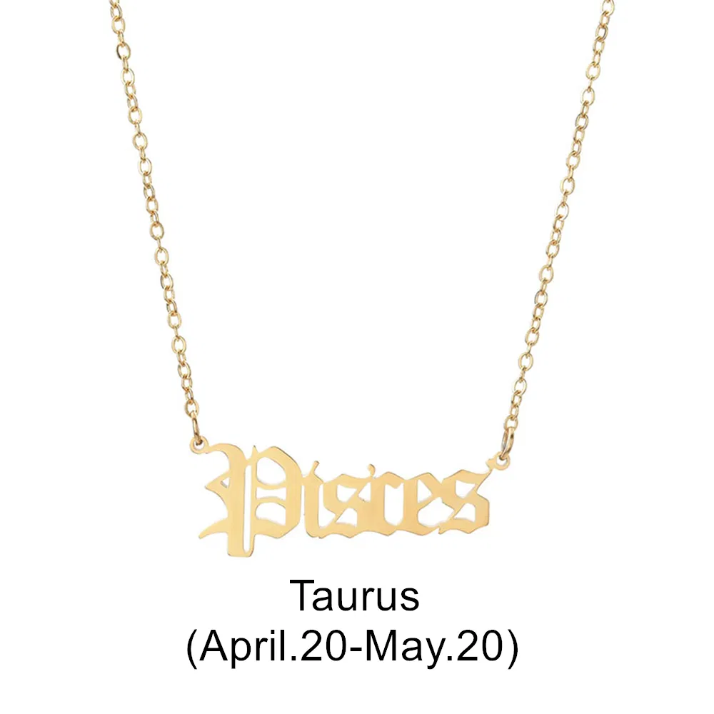 Wholesale Custom 12 Constellation Astrology Horoscope Star Jewelry 18K Gold Plated Stainless Steel Zodiac Sign Pendant Necklace