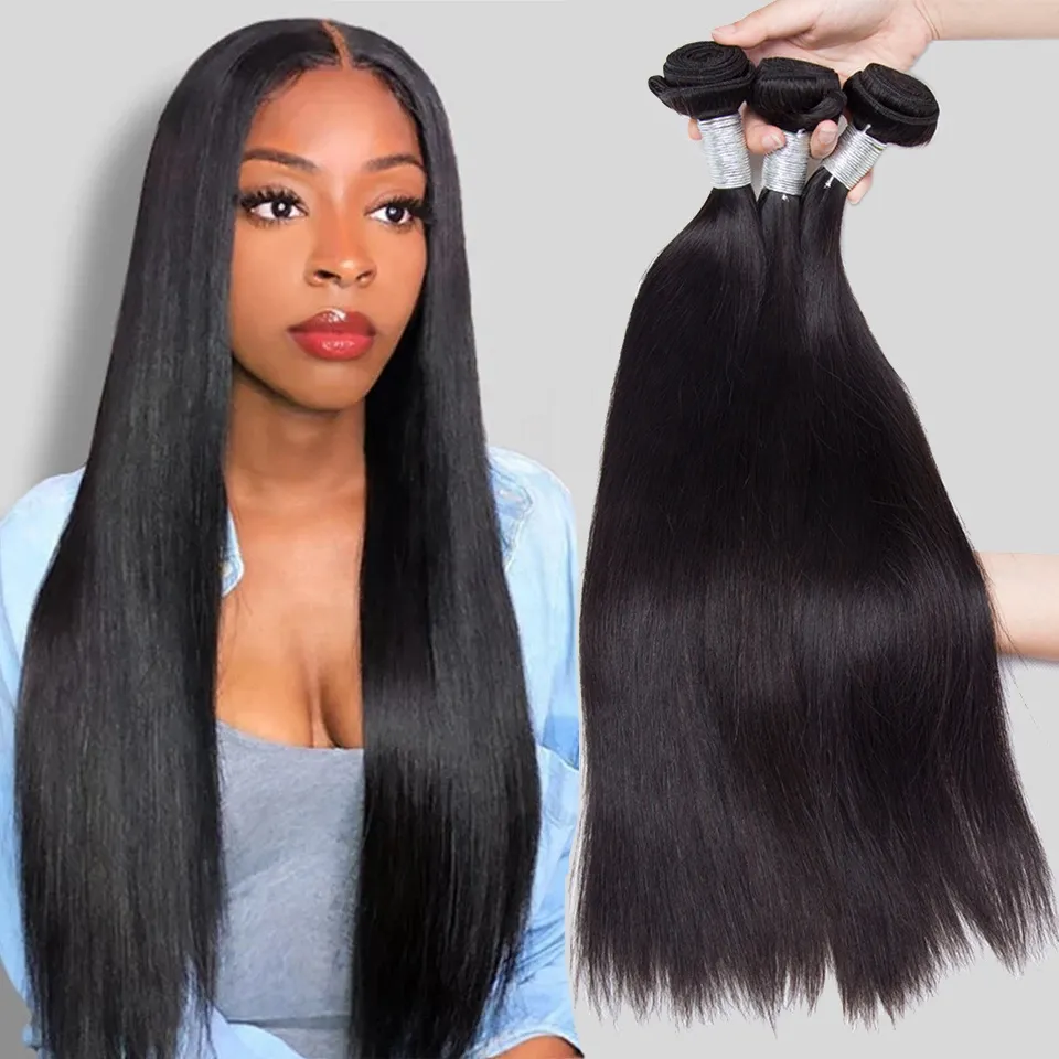 Wholesale Double Drawn Weft Bundle Vendors Weave with Brazilian Raw Virgin Cuticle Aligned Hair Natural Straight Body Wave Bundles Virgin Human Hair Extensions