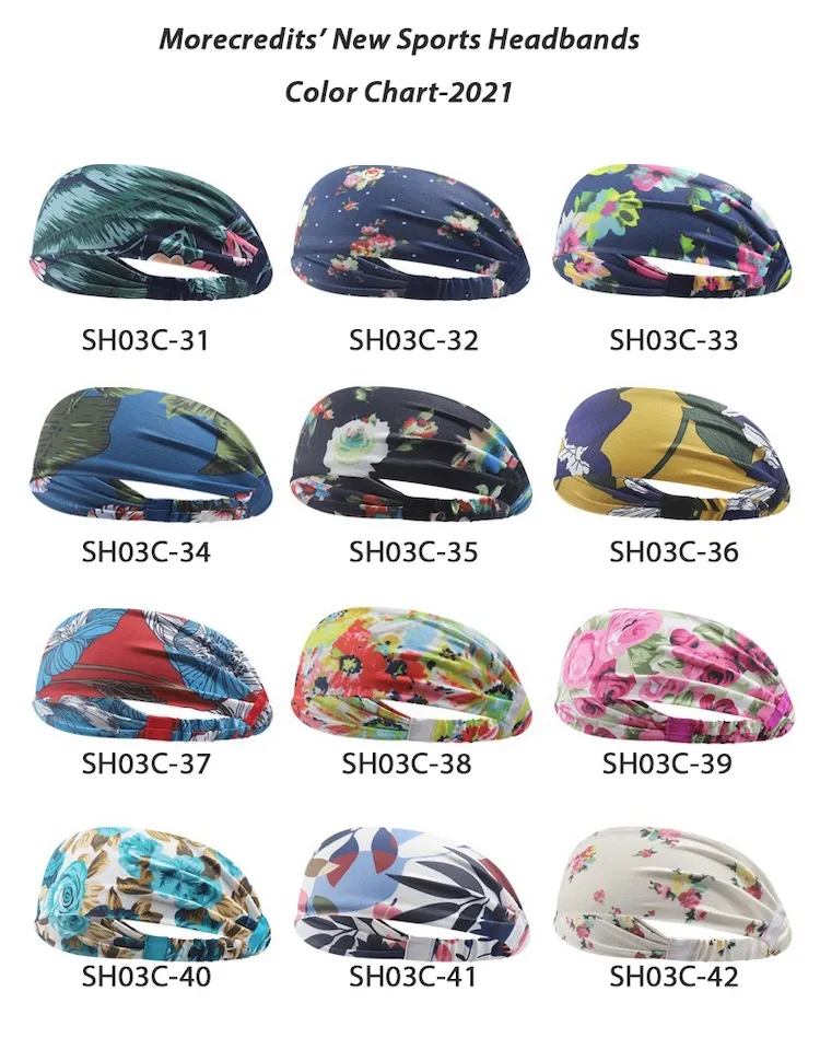 Wholesale Multicolored Pattern Gym Sweatband Stretchy Moisture Wicking Headband, Customzied Logo Unisex Sports Hairband