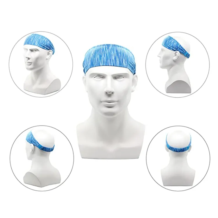 Wholesale Multicolored Pattern Gym Sweatband Stretchy Moisture Wicking Headband, Customzied Logo Unisex Sports Hairband