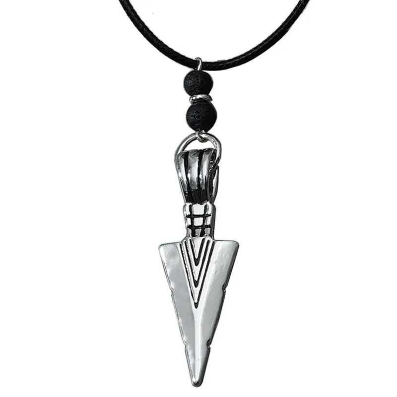 Wholesale New Accessories Spearhead Pendant Wax Leather Cord Beaded Necklace