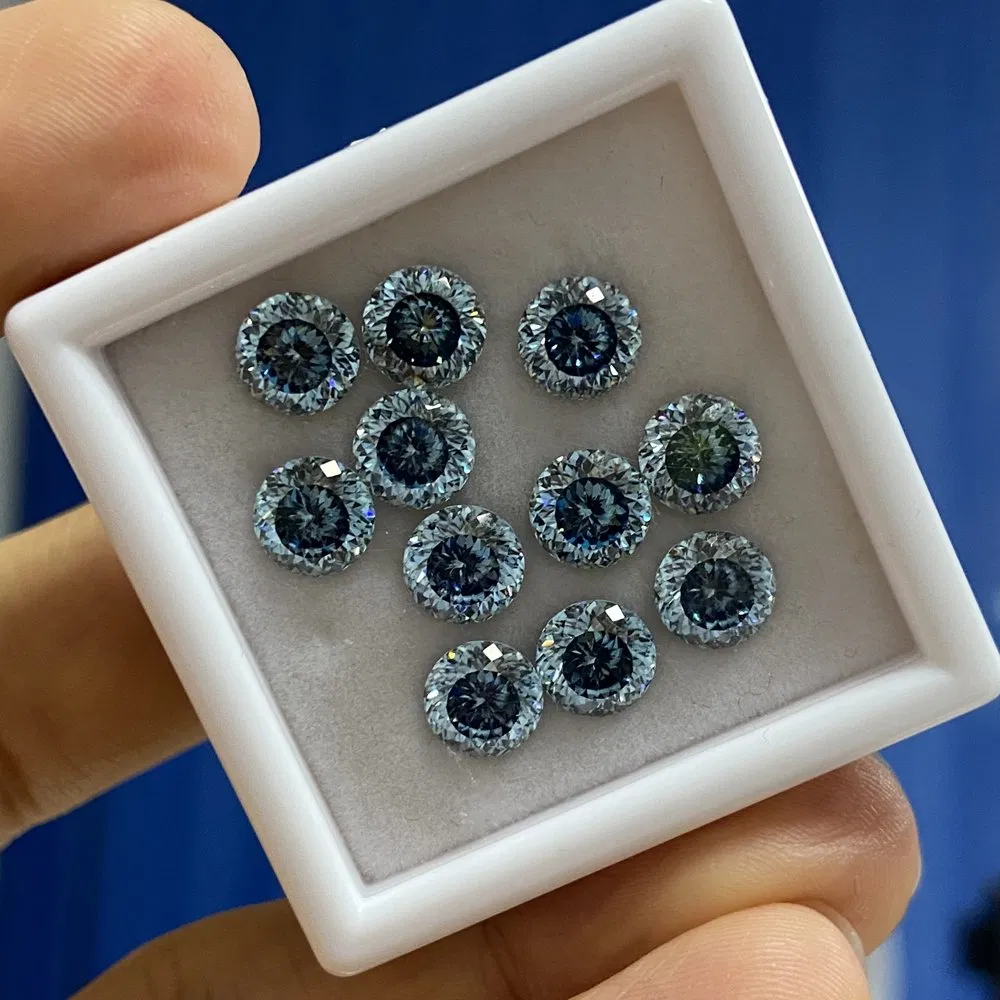Wholesale New Color 2 Carat Loose Moissanite Round 8 mm Dark Blue Moissanite Diamond
