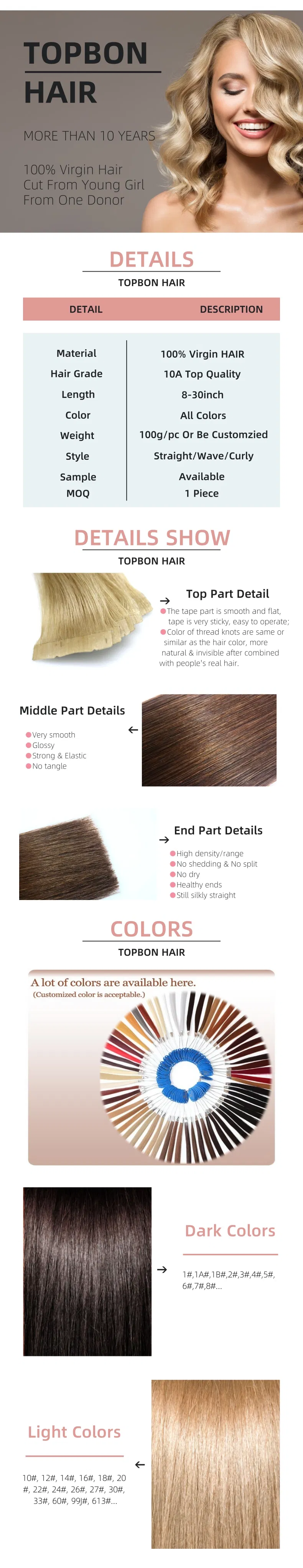 Wholesale Price 12-28inch 100% Human Hair Invisible Tape in Double Drawn Remy Tape Hair Extension