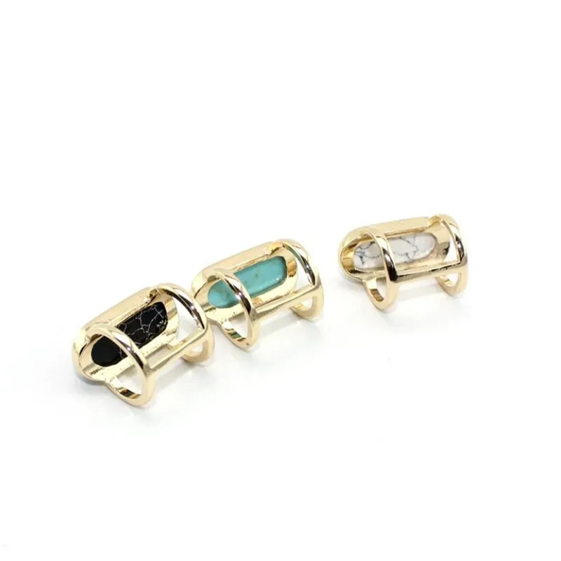 Wholesale Women Natural Turquoise Oval Big Unique Rings Gold Hip-Hop Geometric Couple Finger Rings Jewelry