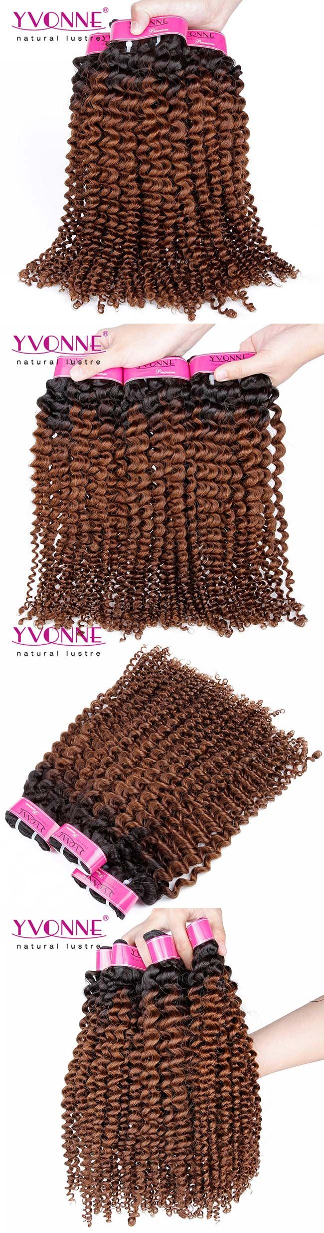 Yvonne Wholesale Remy Brazilian Ombre Hair Kinky Curl Color T1b/4